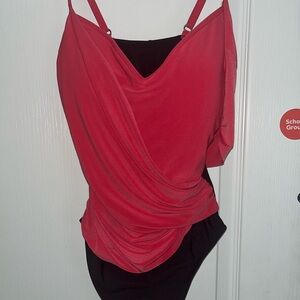 Aqua Green| Pink and Black Ruched Asymmetrical Bodysuit